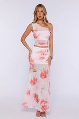 Good Idea Mesh Maxi Skirt Pink Floral