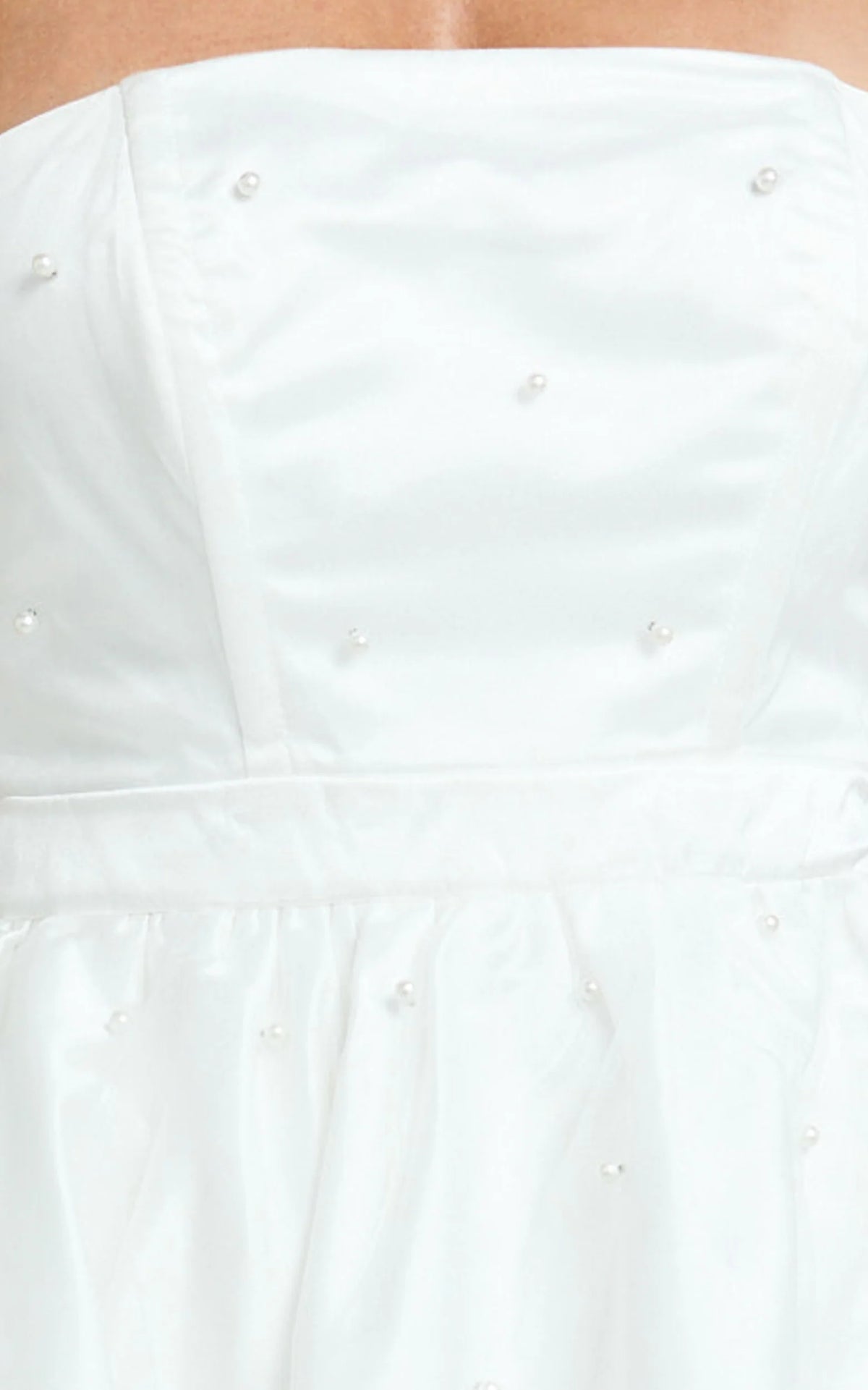 Cailene Mini Dress - Strapless Bow Train Fit and Flare Dress in Ivory