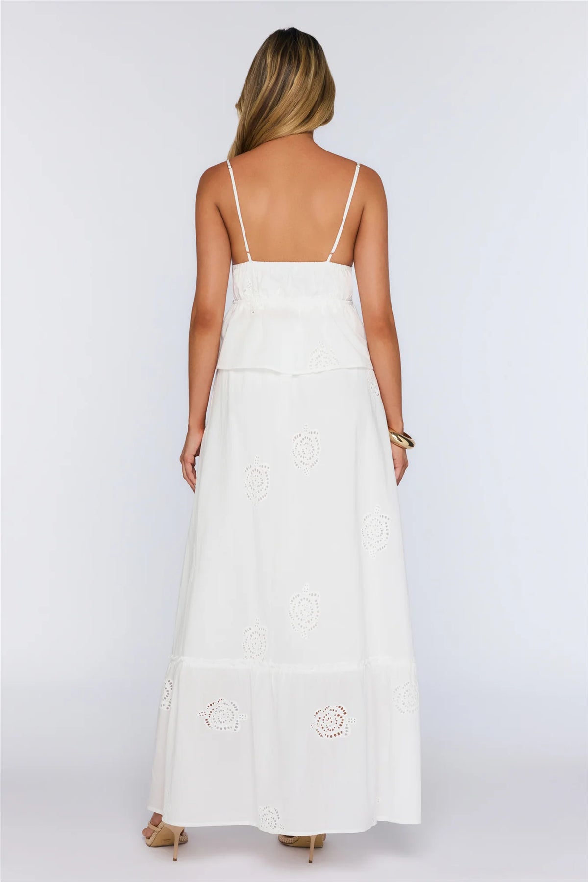 Rose Darling Embroidered Maxi Skirt White