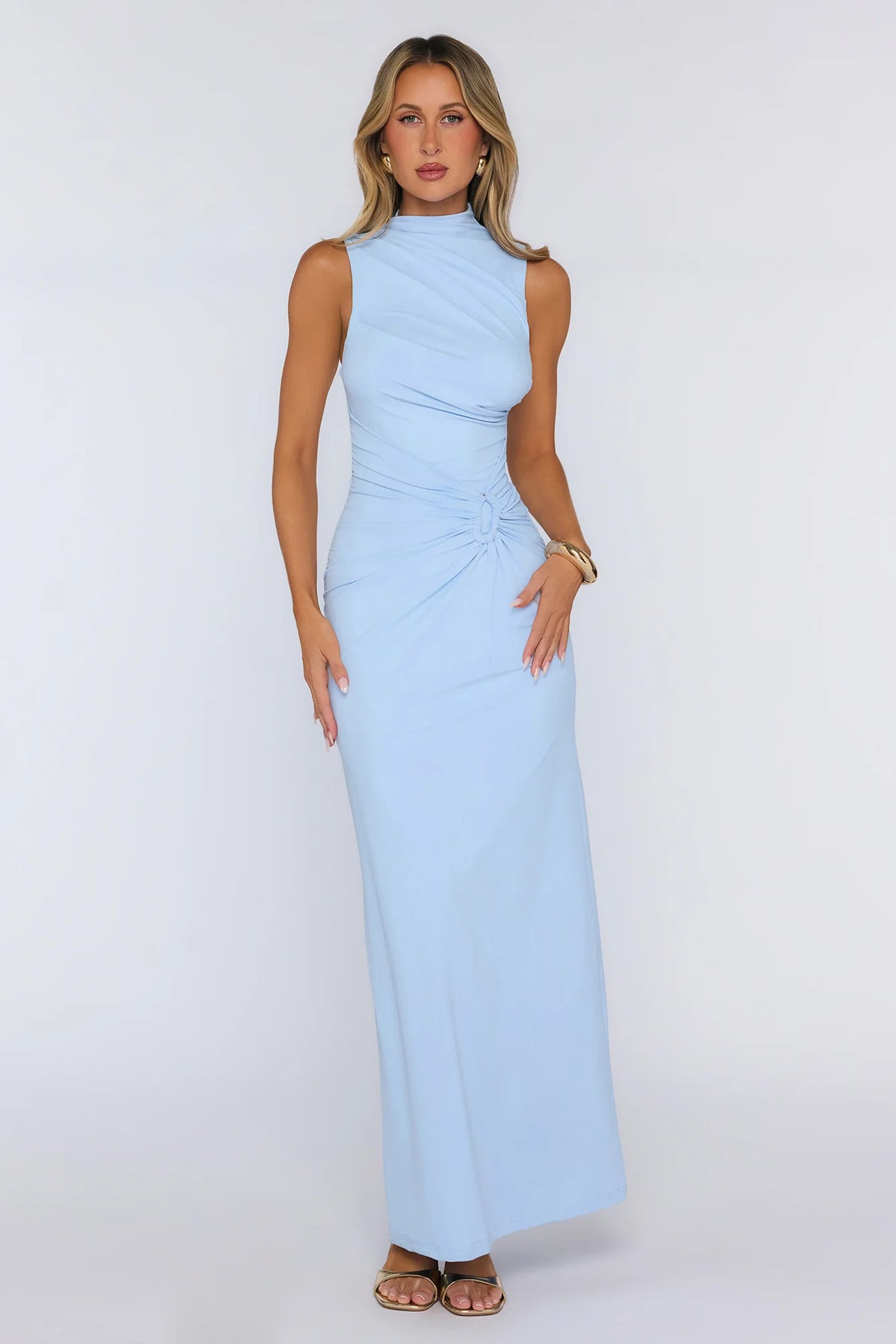 Radiant Petal Maxi Dress Black