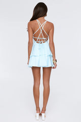 Moon Over Petals Mini Dress Blue