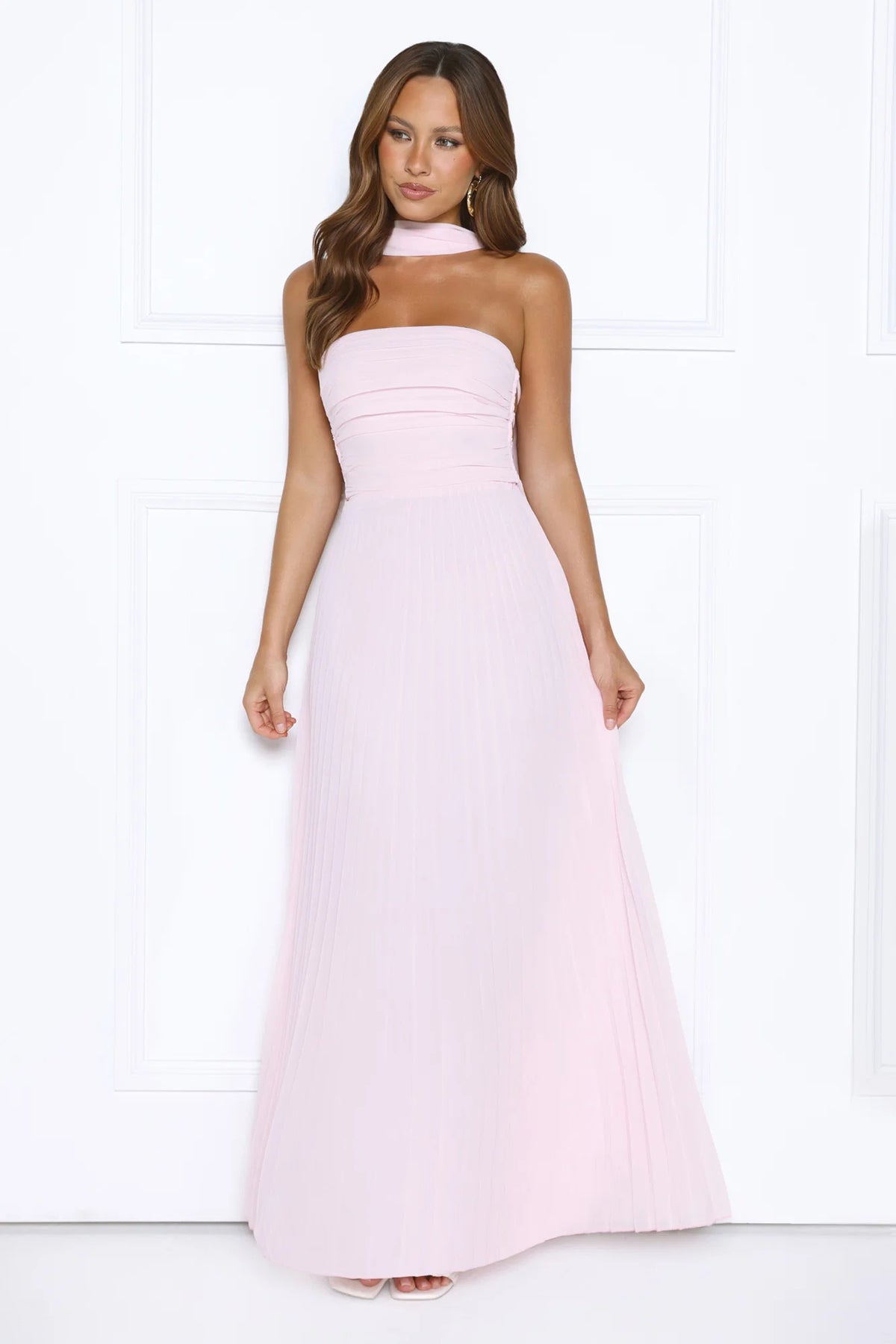 Sugar Babe Strapless Pleated Maxi Dress Blue
