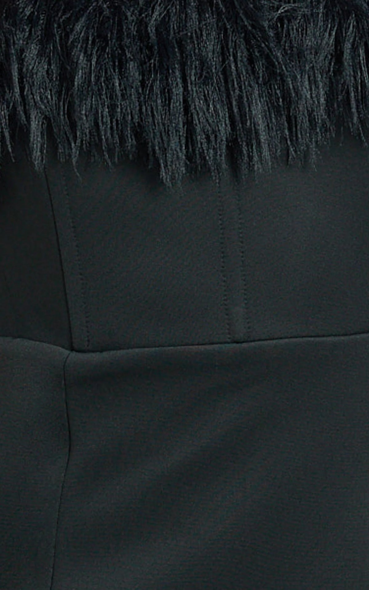 Rhaiza Mini Dress - Faux Feather Trim Strapless Dress in Black