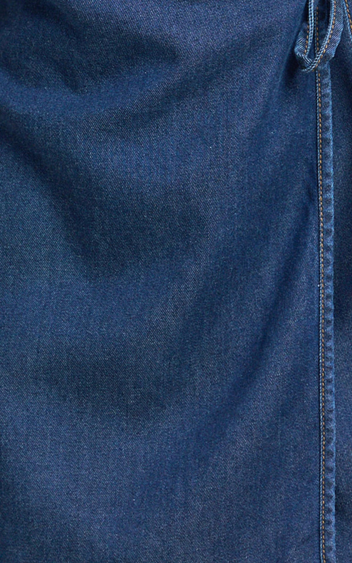 Ramira Mini Dress - Denim Halter Neck Wrap Tie Mini Dress in Light Blue Wash