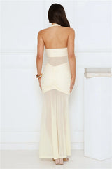 You Glow Halter Mesh Maxi Dress Yellow