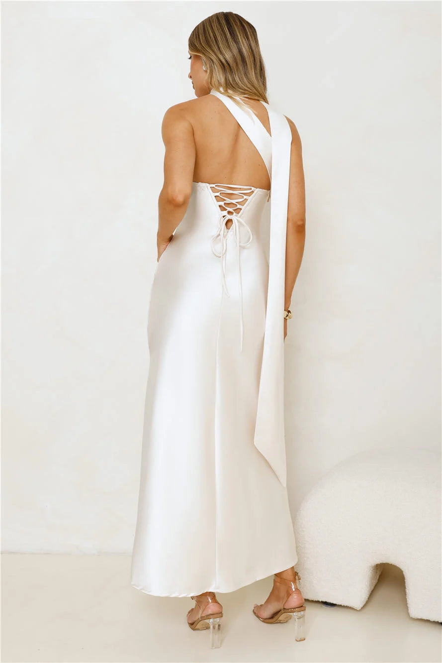 Be Noticed Strapless Satin Maxi Dress Lilac