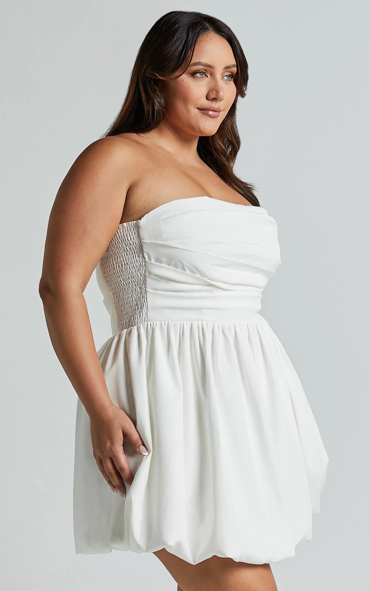 Shaima Mini Dress - Strapless Bubble Hem Dress in Red