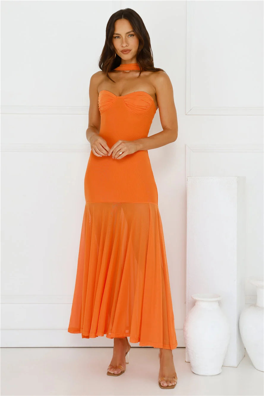 Serene Sway Strapless Maxi Dress Red