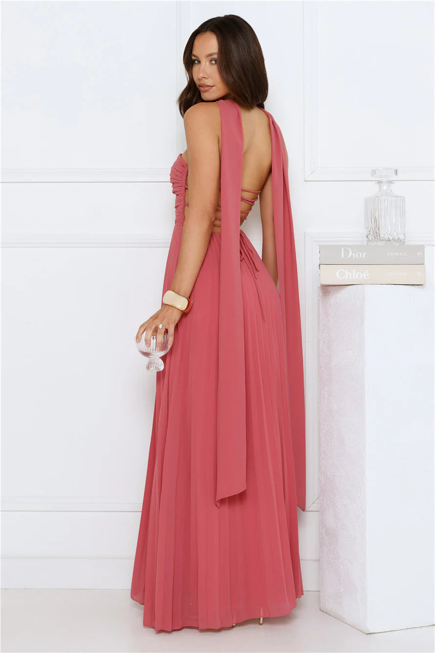 Sugar Babe Strapless Pleated Maxi Dress Blue