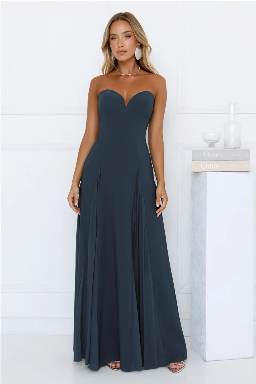 Mademoiselle Strapless Maxi Dress Teal