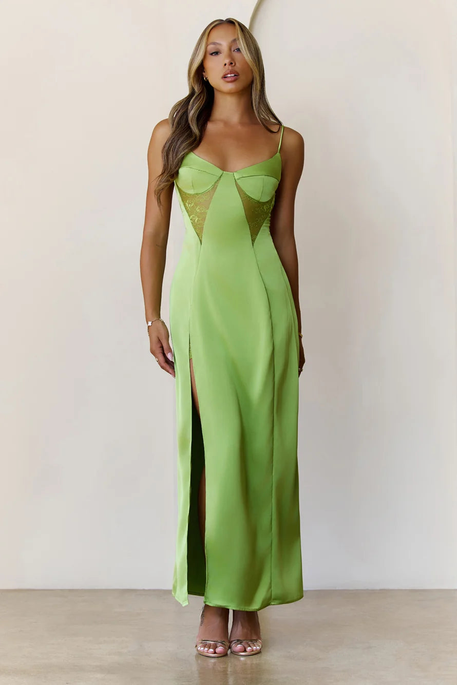 Midnight Heirloom Satin Maxi Dress Blue