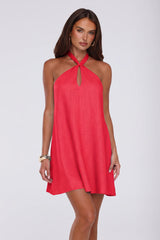 Kiss Energy Halter Mini Dress Red