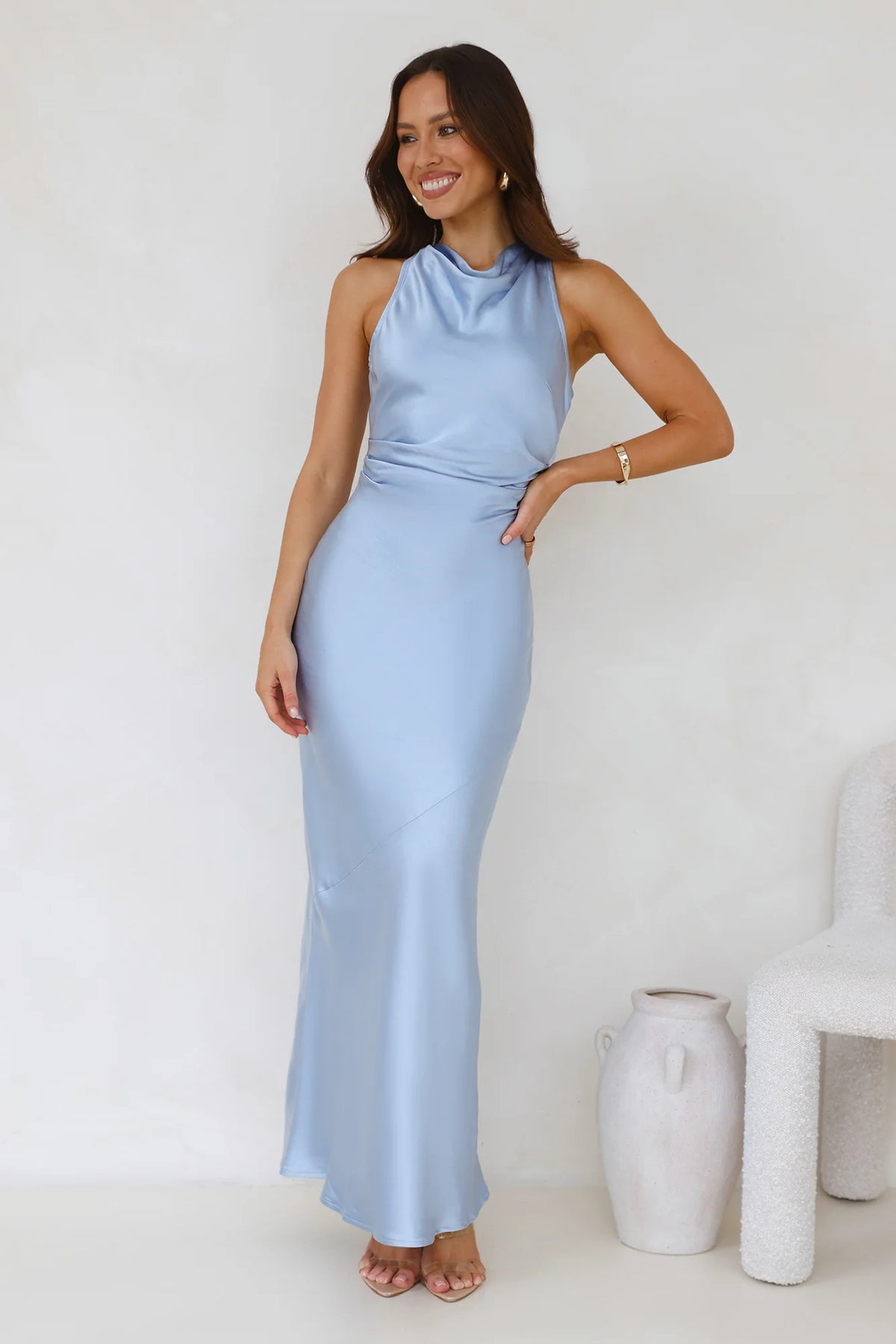 Eden Satin Maxi Dress Rose