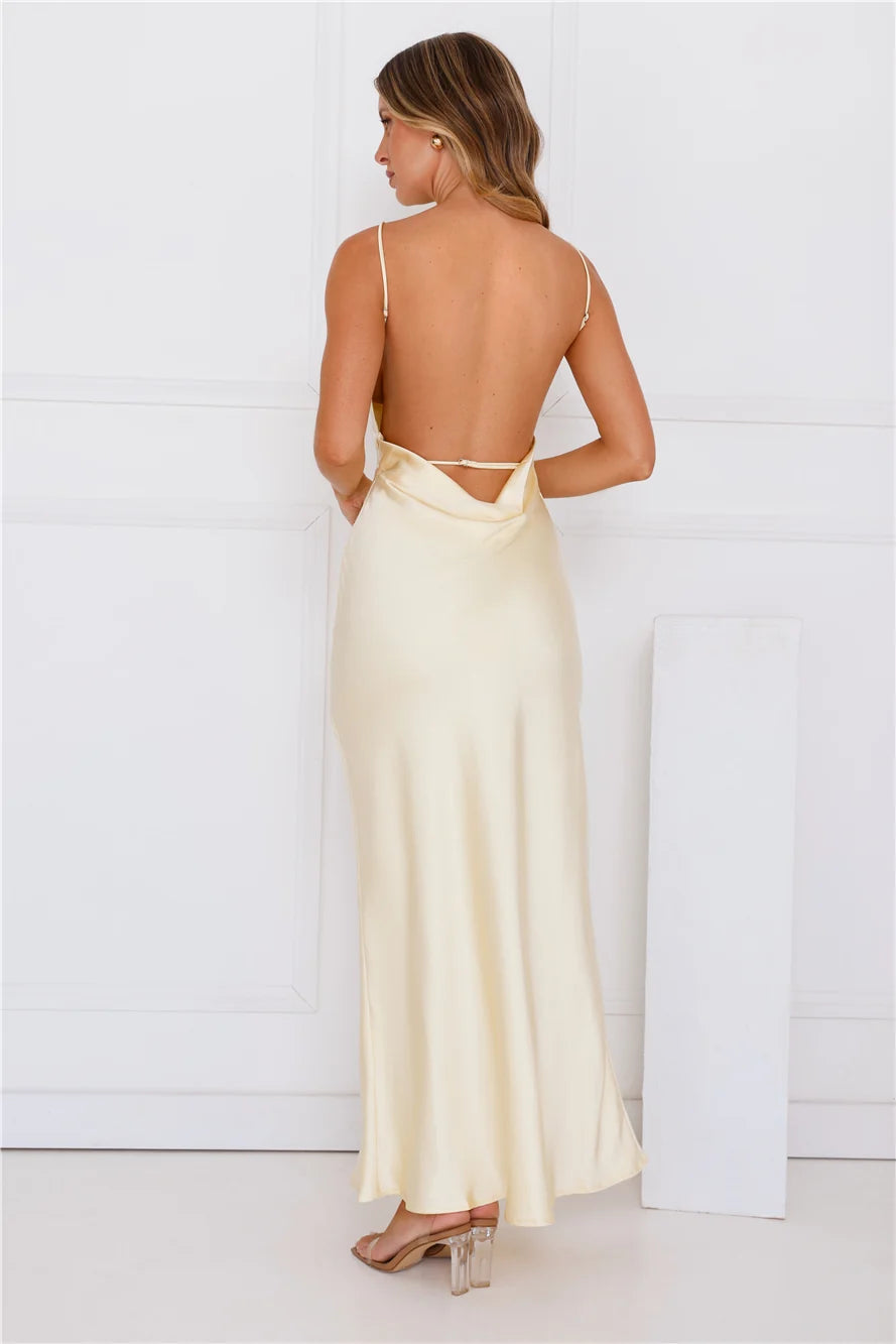 Unveiled Sophistication Satin Maxi Dress Ruby