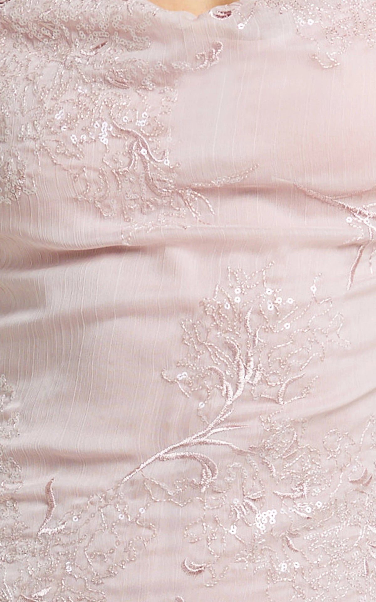 Elysia Mini Dress - Sequin Cowl Neck Asymmetrical Dress in Pale Pink