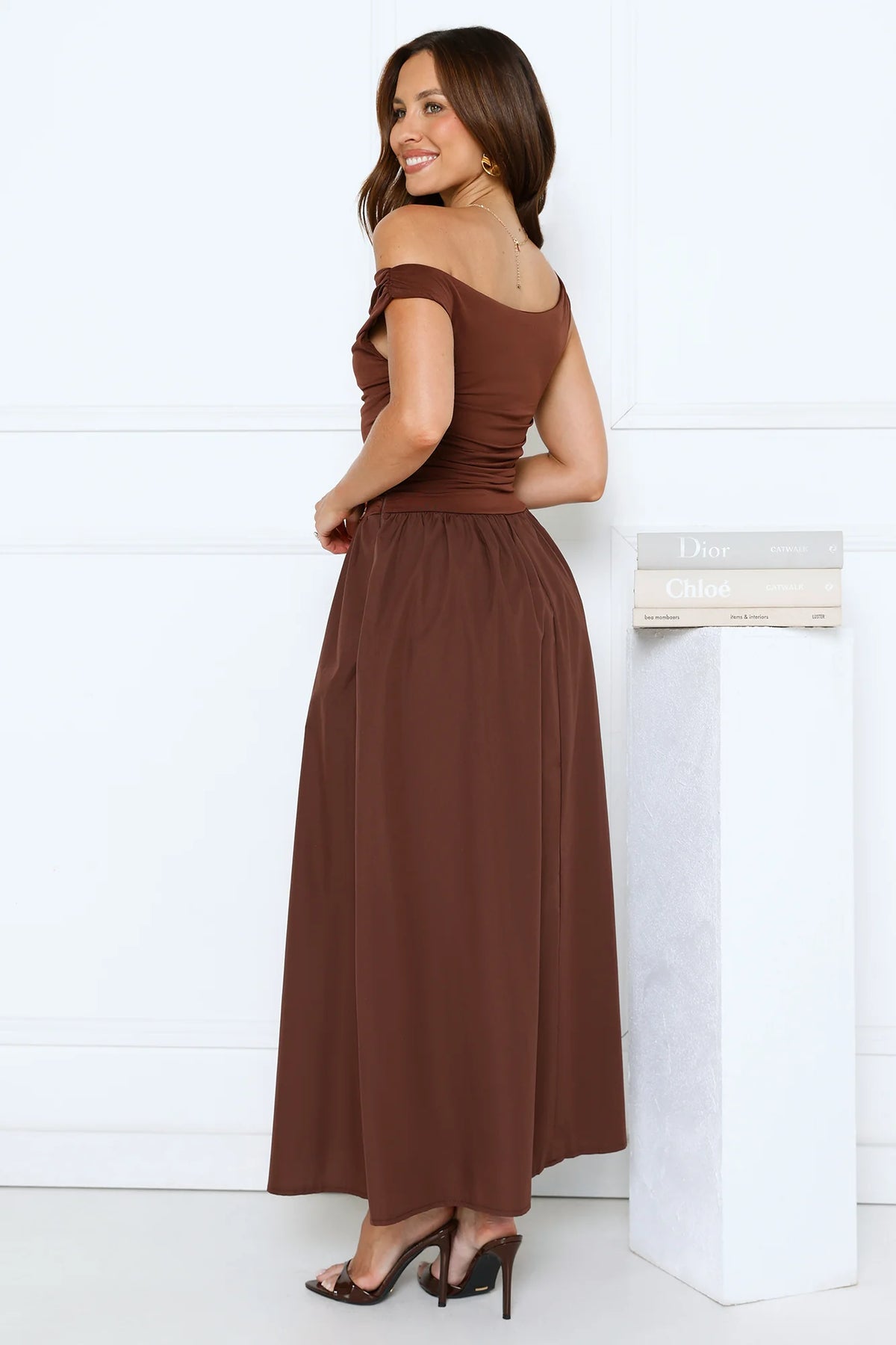 Camellia Charm Off Shoulder Maxi Dress Yellow
