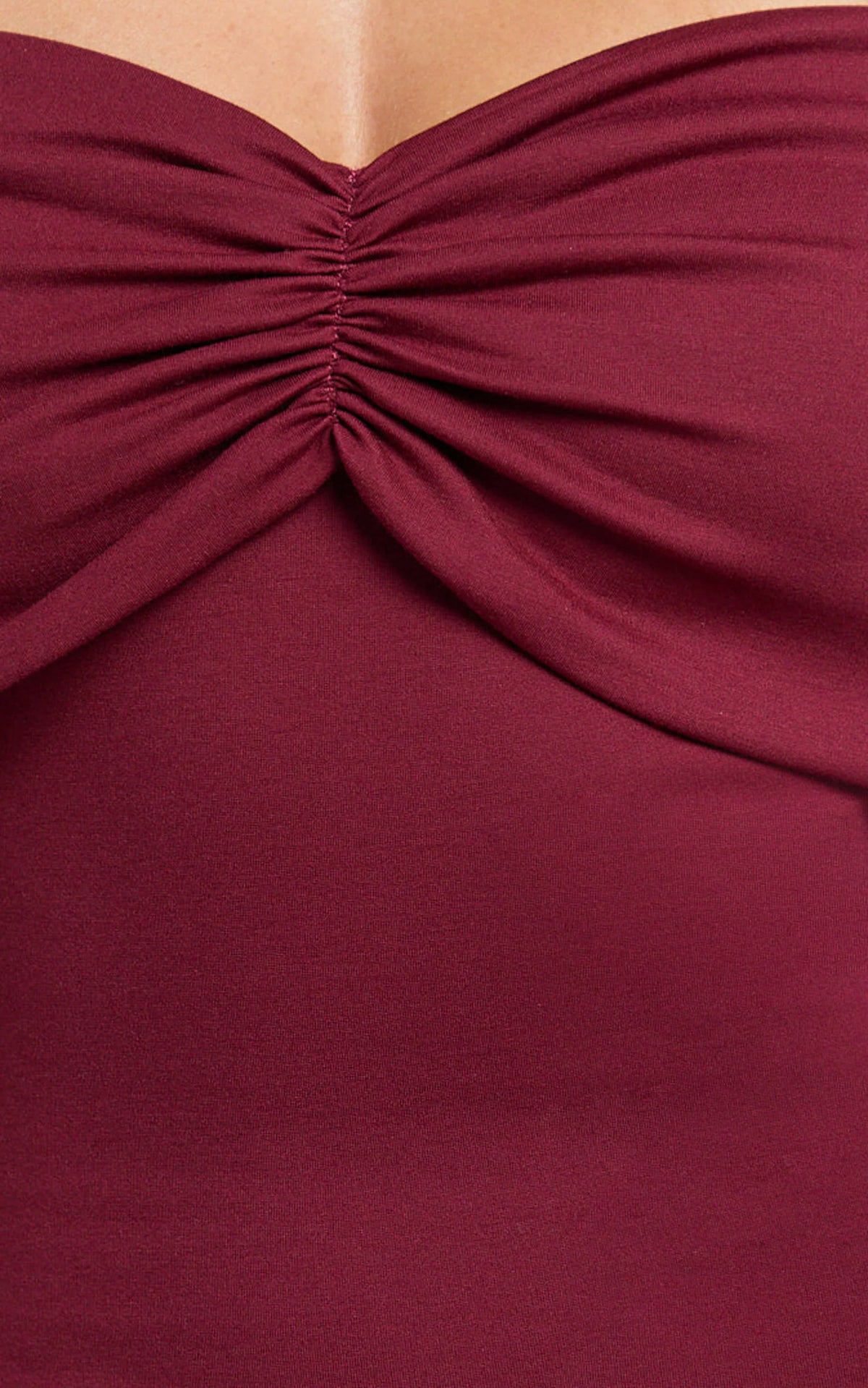 Rani Mini Dress - Off Shoulder Long Sleeve Bodycon Dress in Chocolate