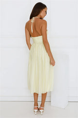 Seabreeze Dreamer Halter Midi Dress Yellow