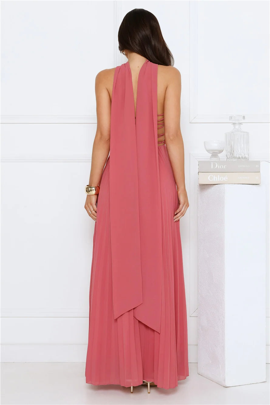 Sugar Babe Strapless Pleated Maxi Dress Blue