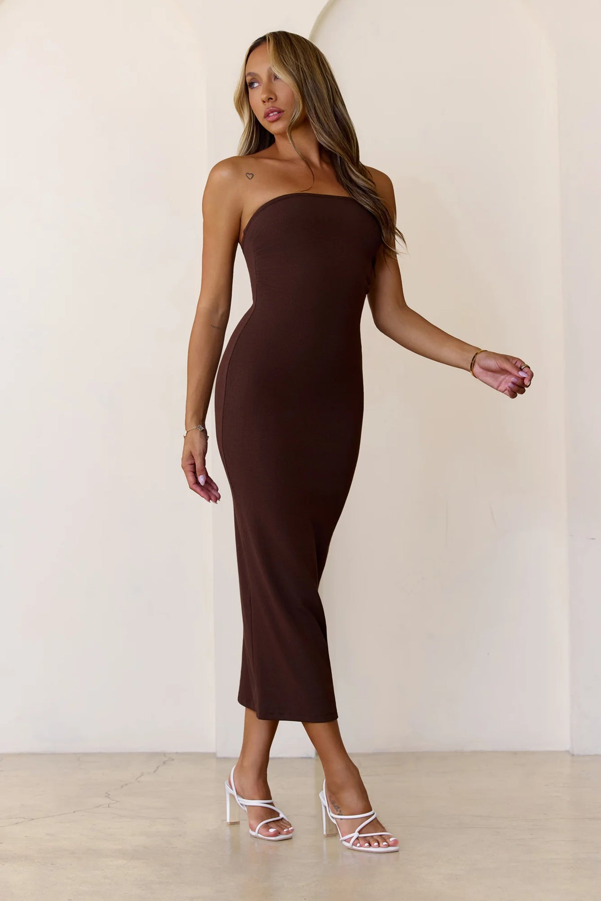 BASE Luxe Rib The Ultimate Strapless Midi Dress Black
