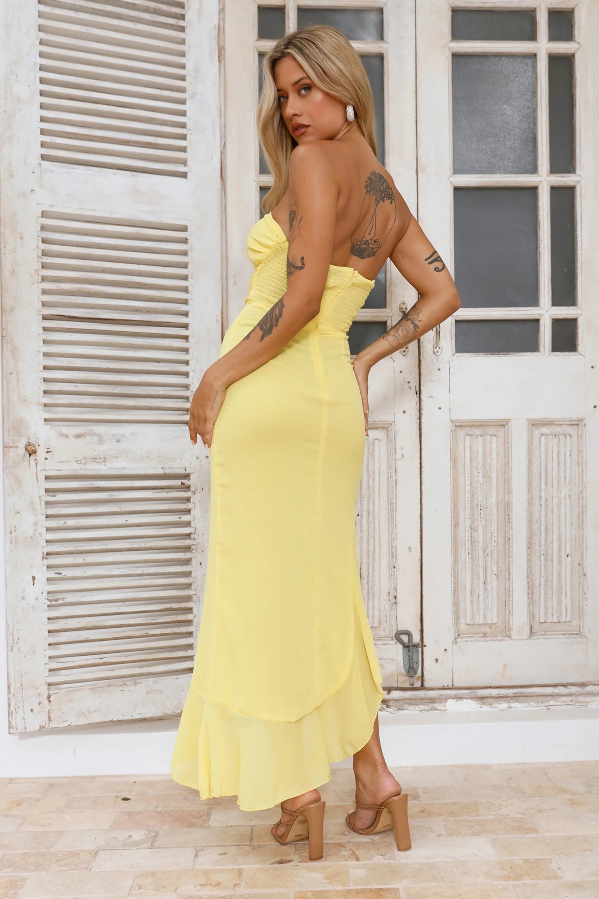 Supermodel Moment Strapless Midi Dress Purple
