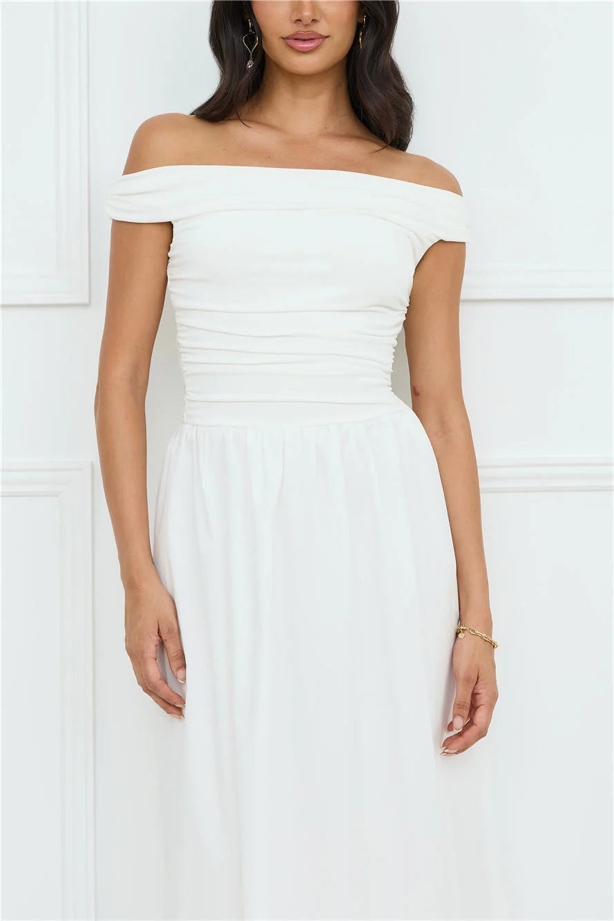 Camellia Charm Off Shoulder Maxi Dress Yellow