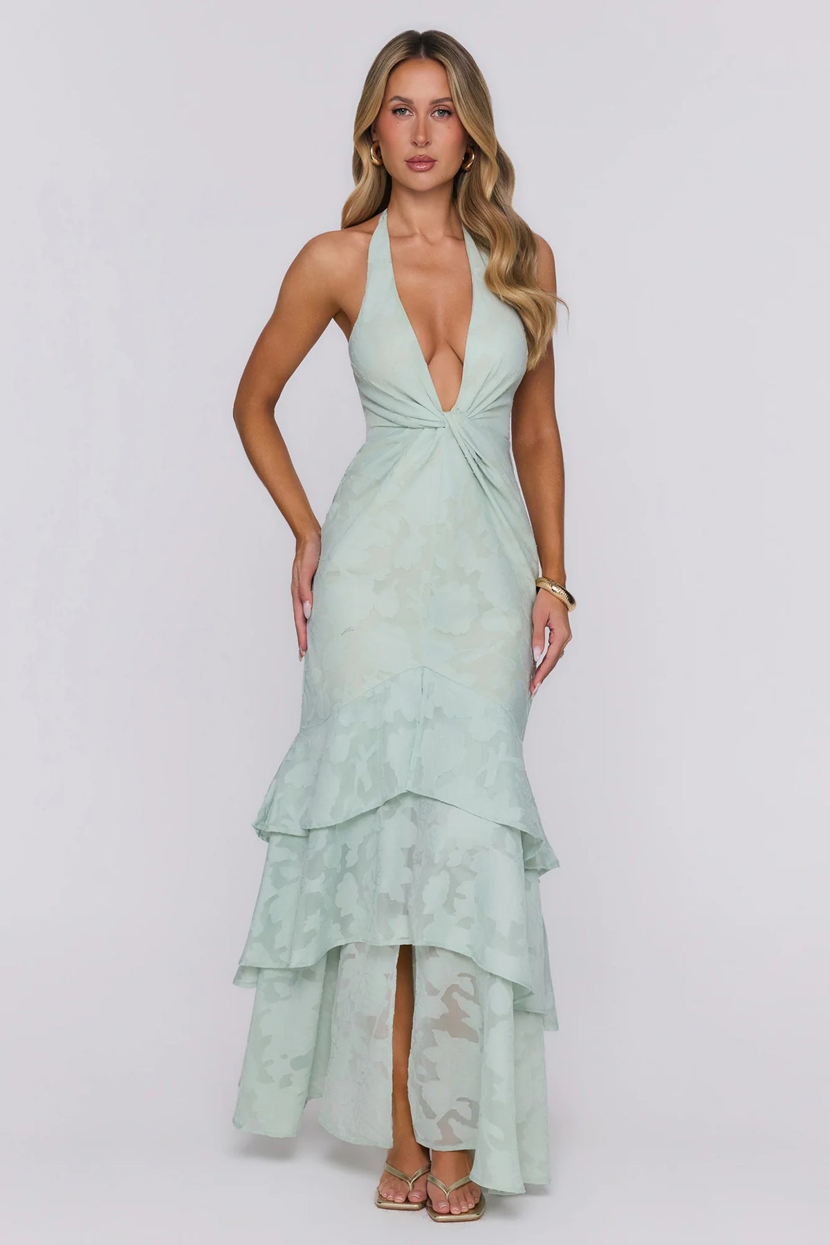 Take The Chance Halter Maxi Dress Sage