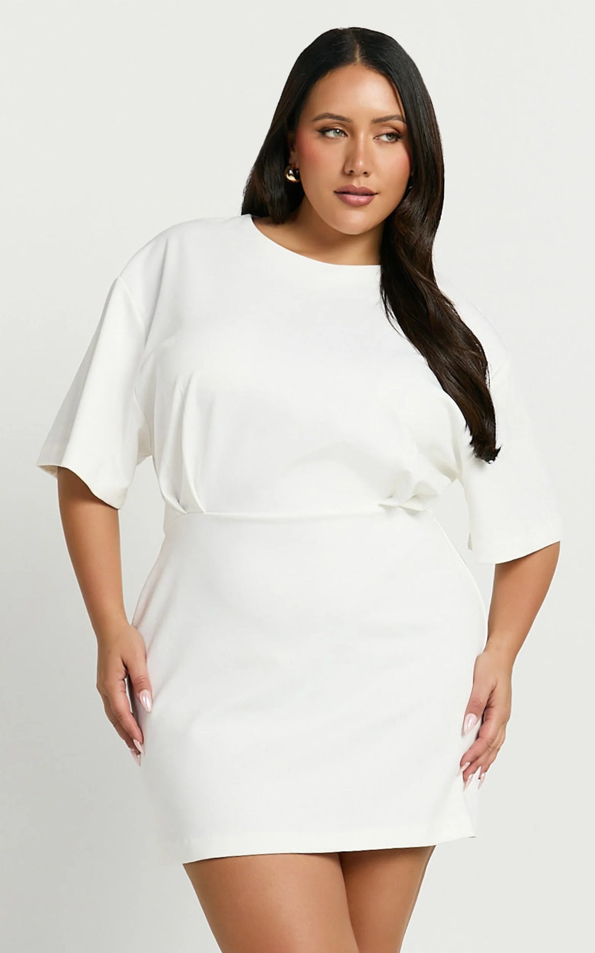 Karyna Mini Dress - Short Sleeve Boxy T-shirt Dress in Wine