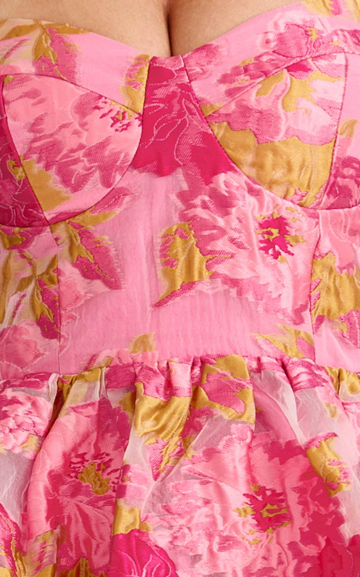 Brailey Mini Dress - Sweetheart Bustier Dress in Pink Jacquard