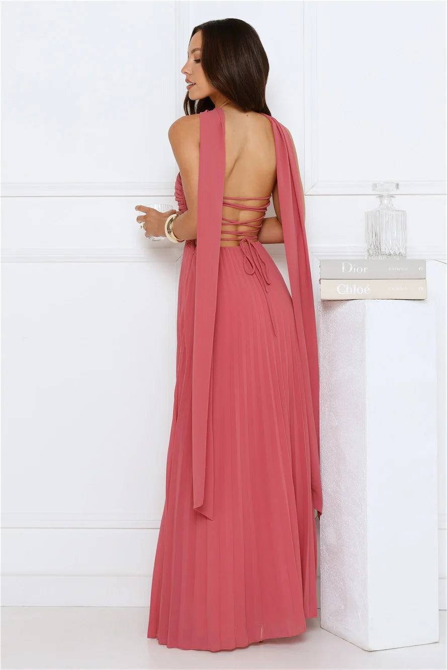 Sugar Babe Strapless Pleated Maxi Dress Blue