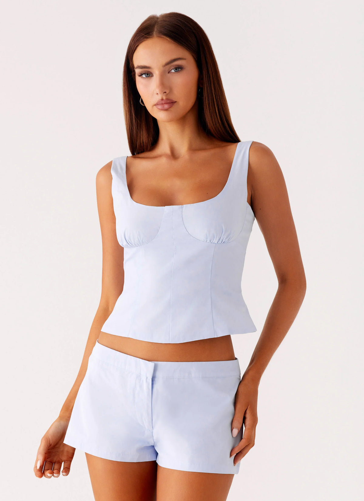 Coastline Cotton Micro Mini Shorts - Blue