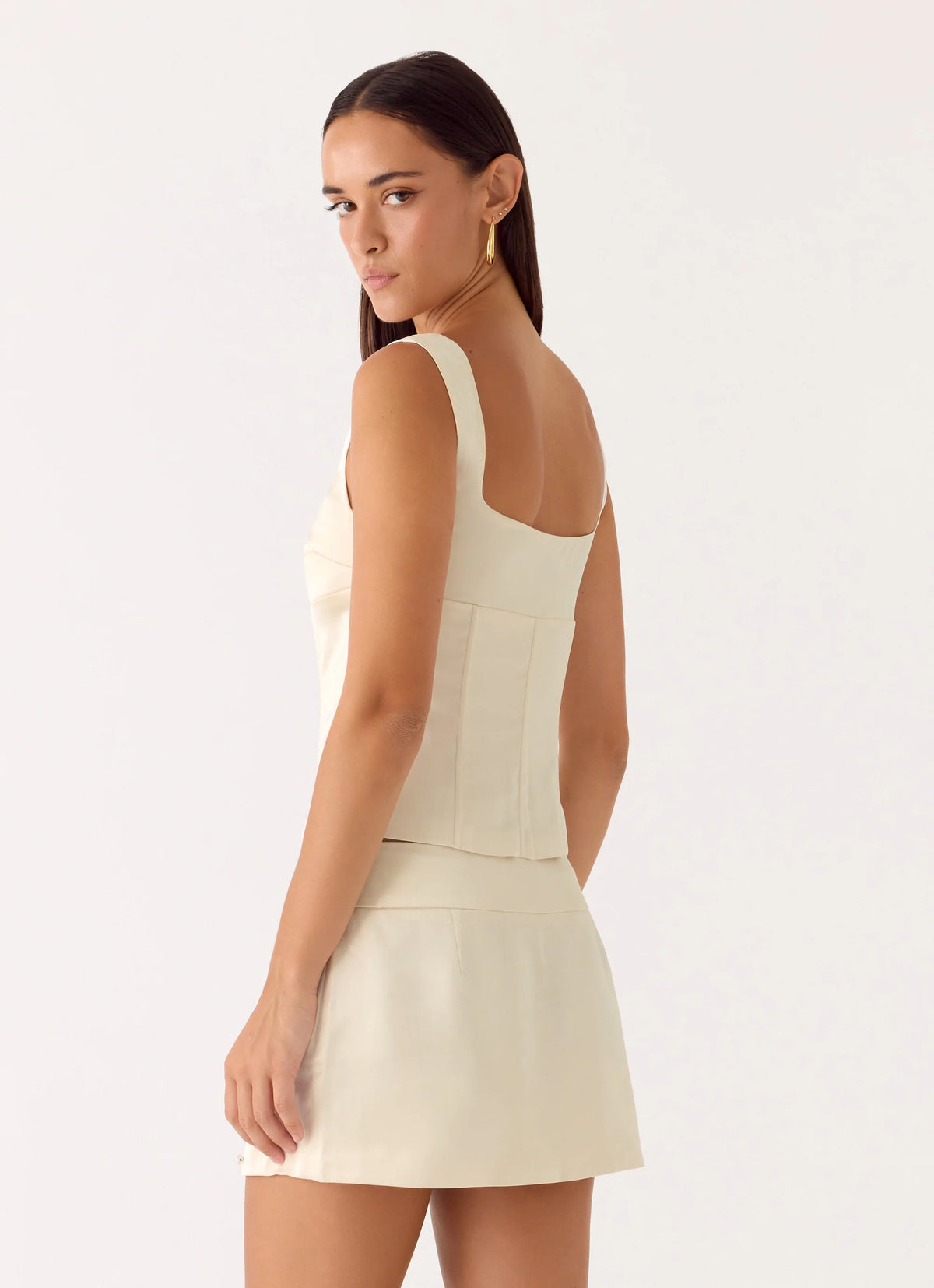 Posy Satin Top - Ivory