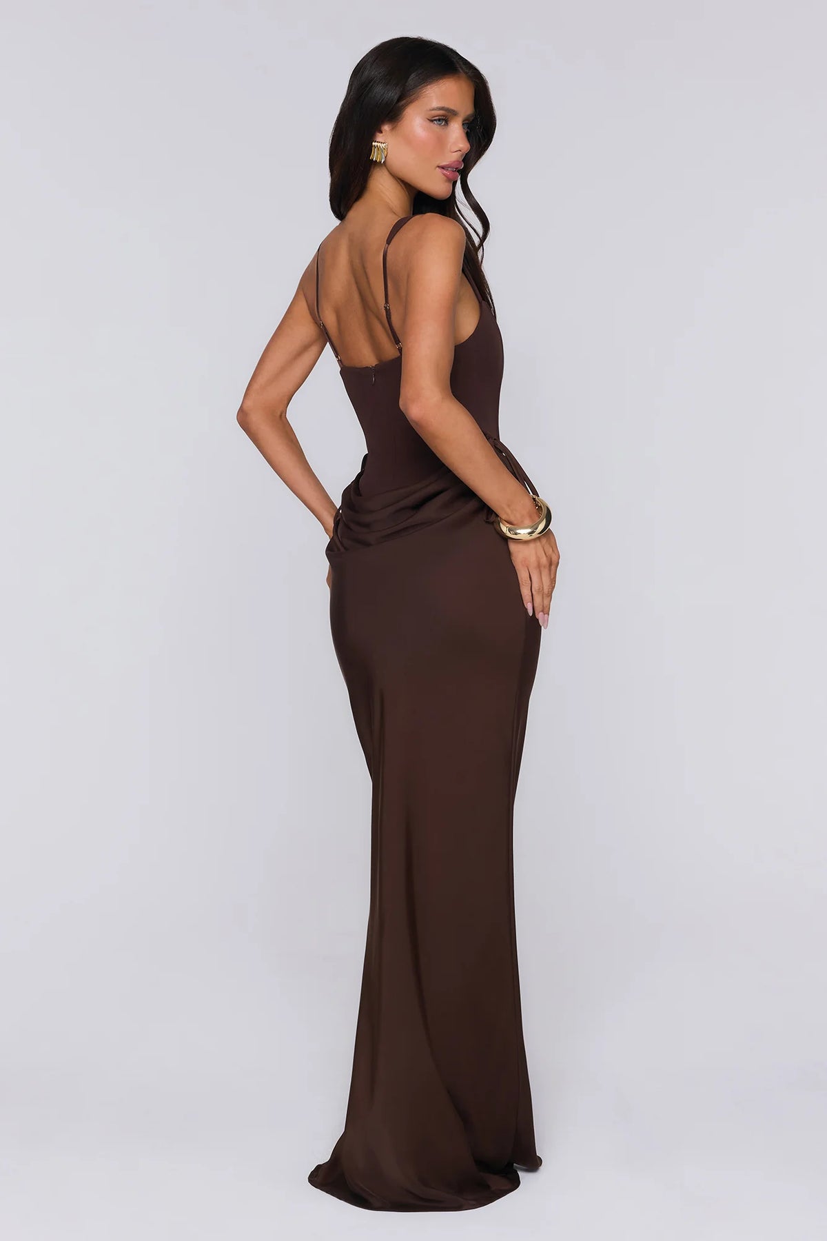 Evening Spark Satin Maxi Skirt Black