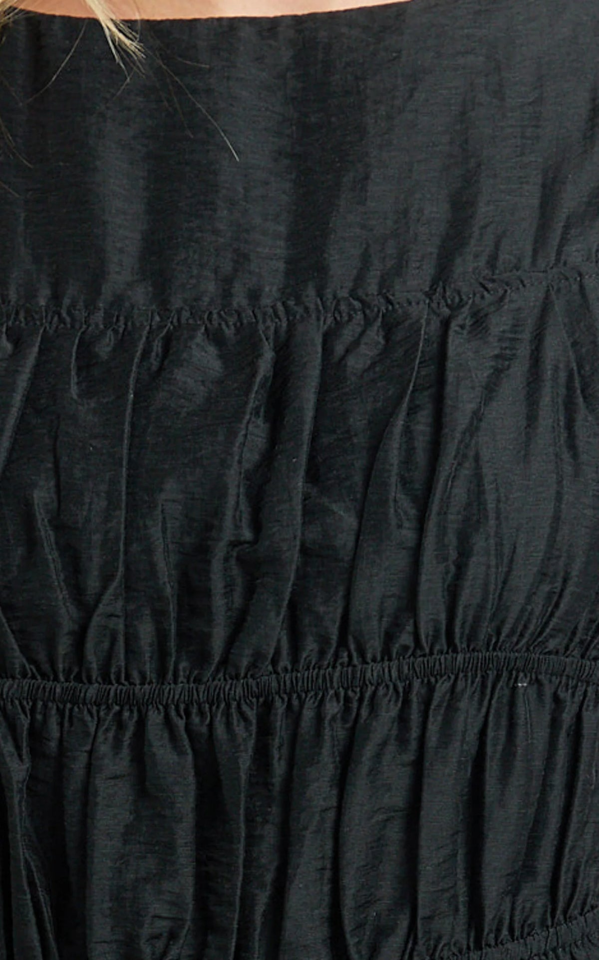 Faith Mini Dress - Sleeveless Ruched Bodice Dress in Black