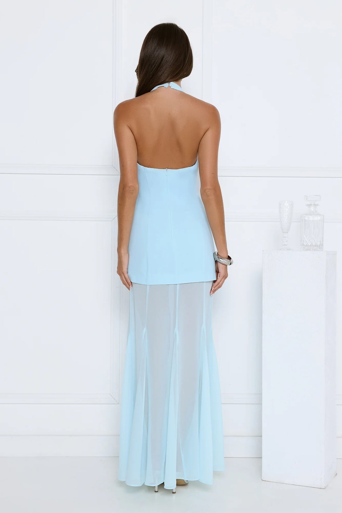 Diamond District Halter Maxi Dress Blue