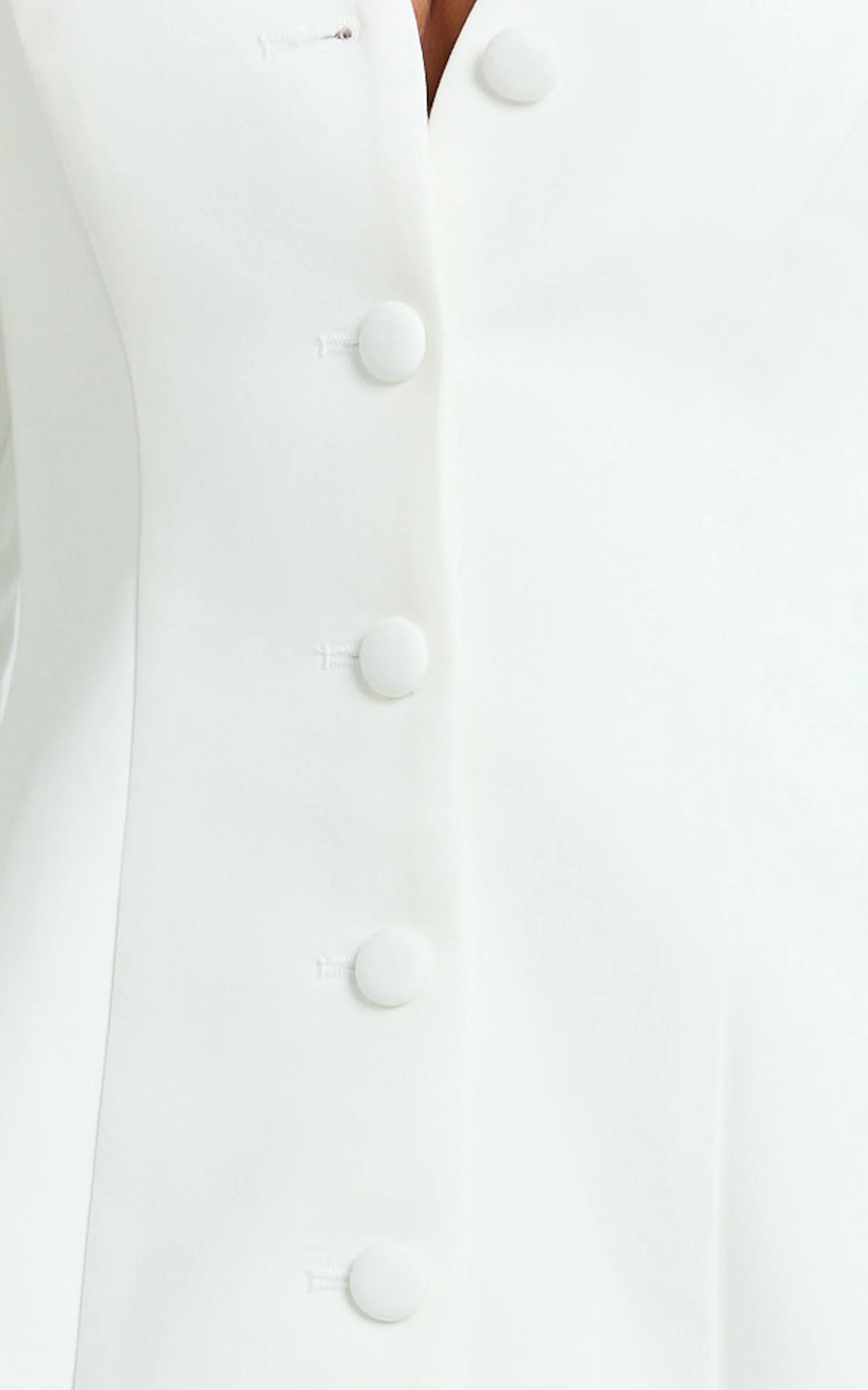 Layton Mini Dress - V Neck Long Sleeve Button Front Tulip Skirt Dress in White