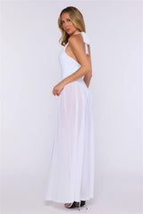 The Celebration Edit Sheer Halter Maxi Dress White
