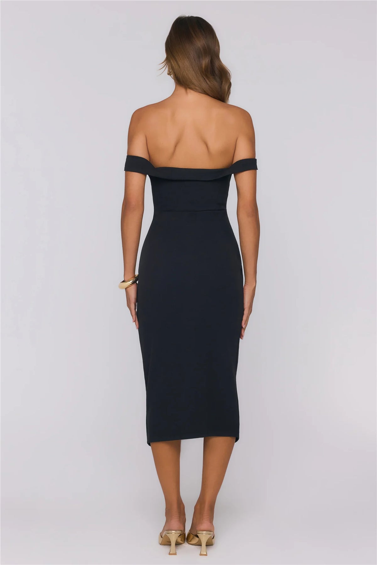 Editorial Mood Off Shoulder Midi Dress Blue
