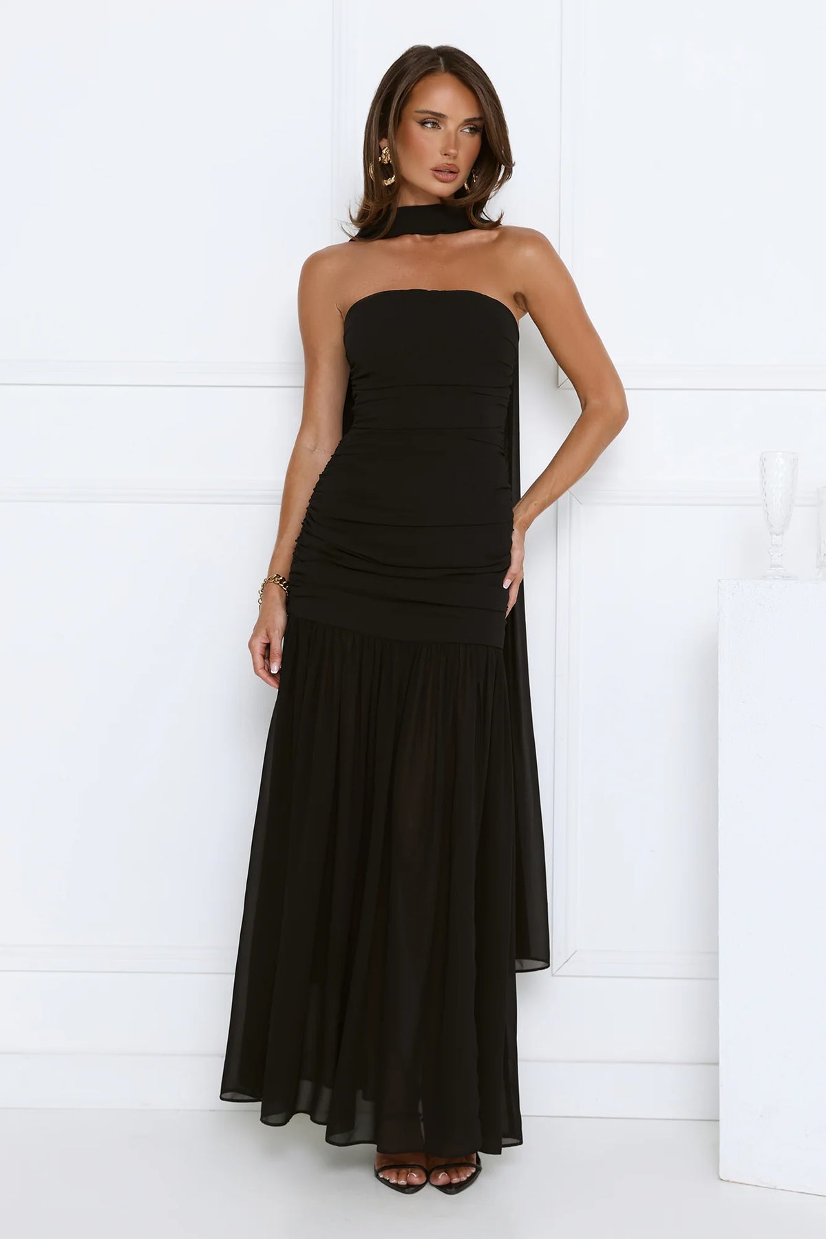 Soirée Glow Strapless Maxi Dress Pink