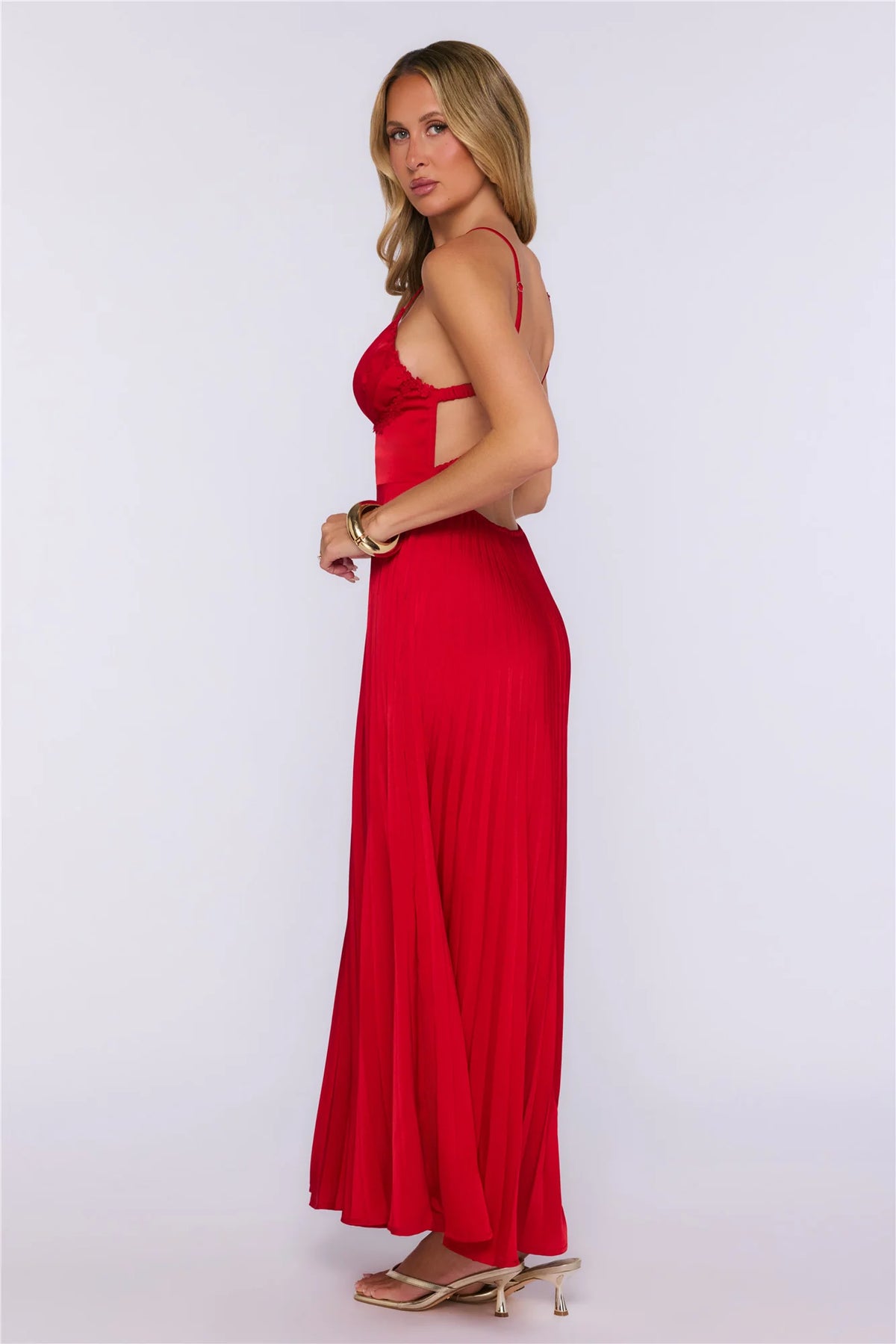 Everything She Wants Satin Maxi Dress Red