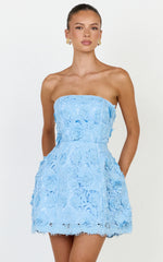Maristella Mini Dress - Strapless Lace Up Back A Line Dress in Pink