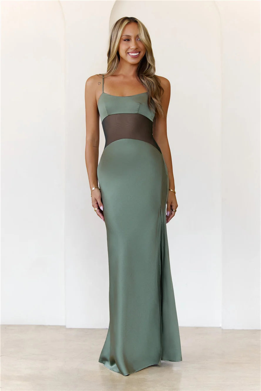 High Definition Satin Maxi Dress Black