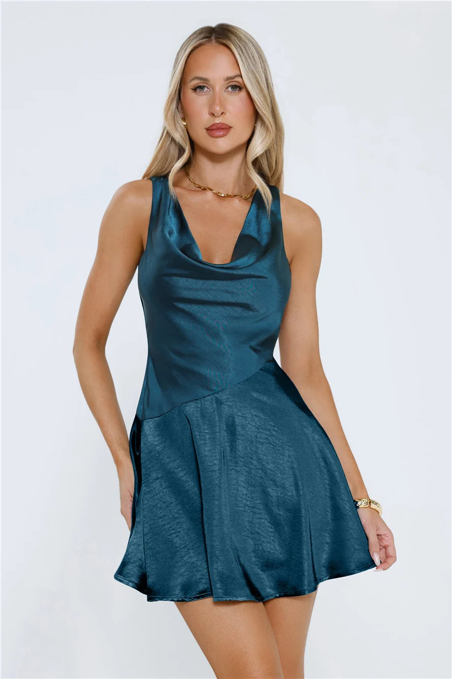 Rosé Before Sunset Satin Mini Dress Pink
