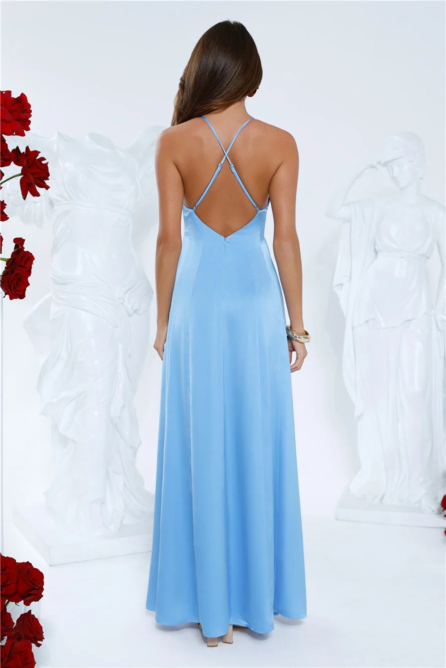 Luxe Horizon Satin Maxi Dress Red