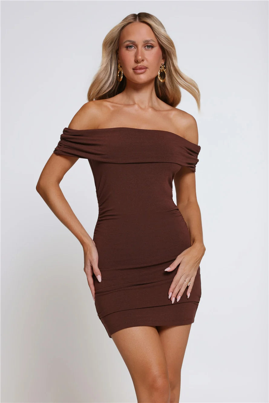 Everyday Guest Off Shoulder Mini Dress Black