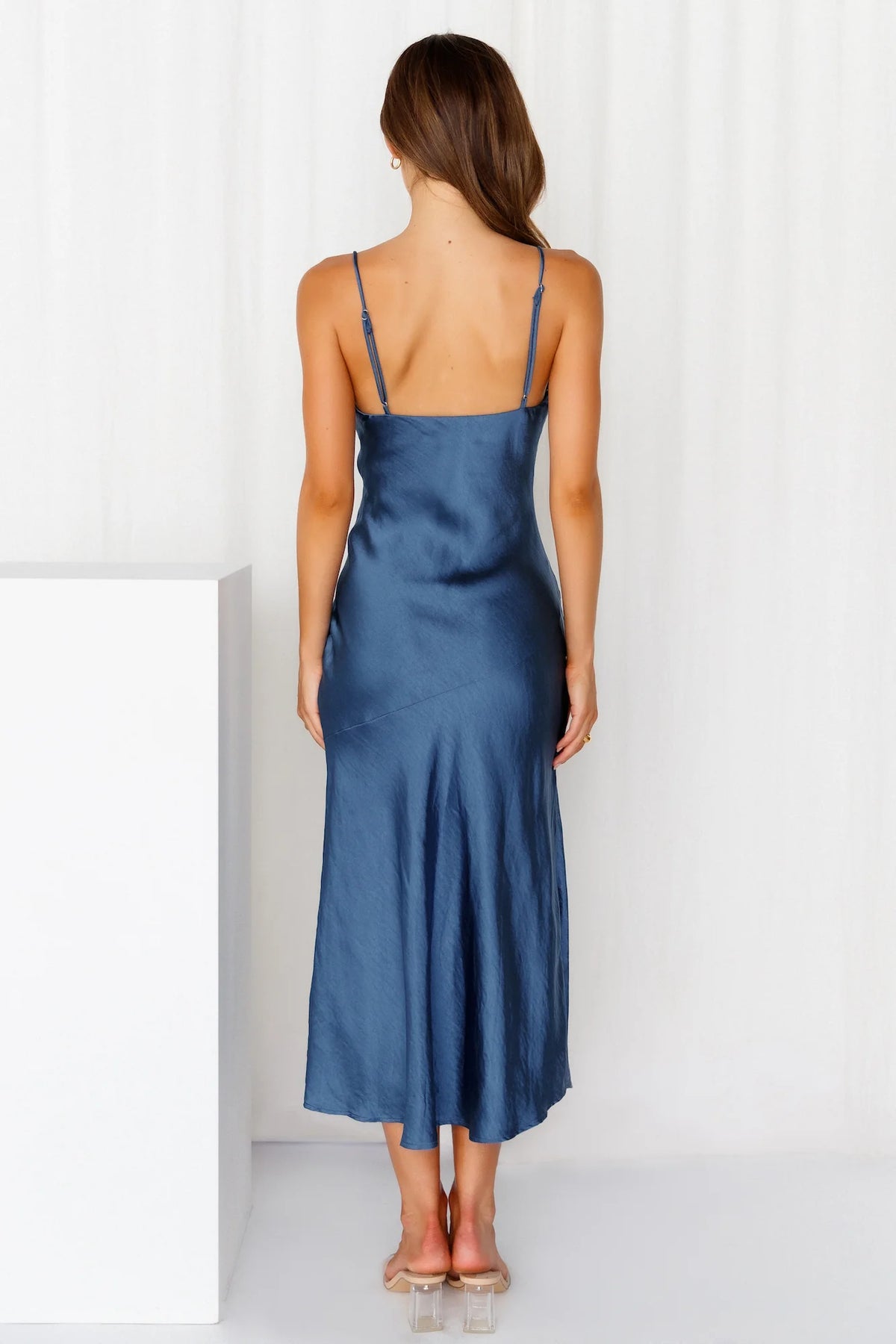 Lychee Martini Satin Midi Dress Forest Green