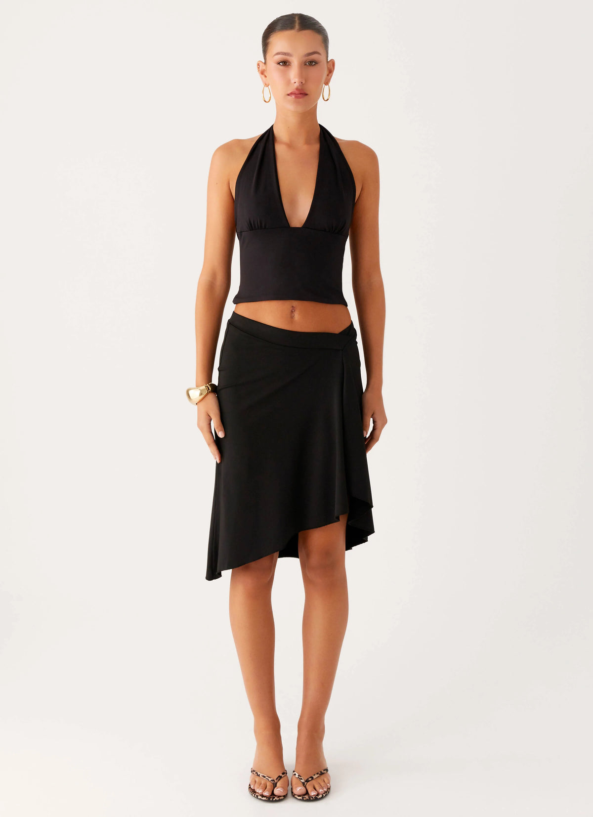 Fade Out Hardware Halter Top - Black
