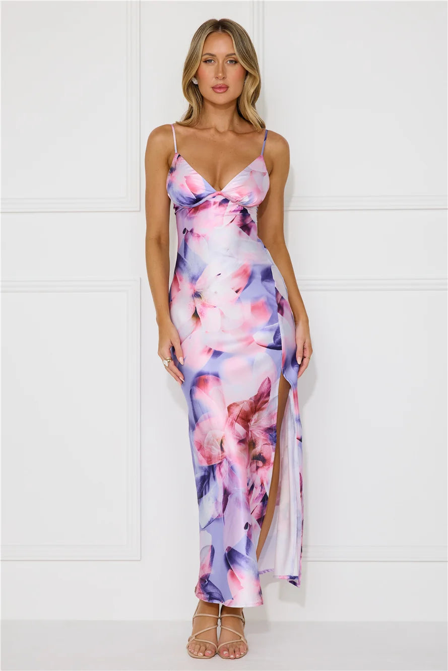 Party In Brooklyn Satin Maxi Dress Purple