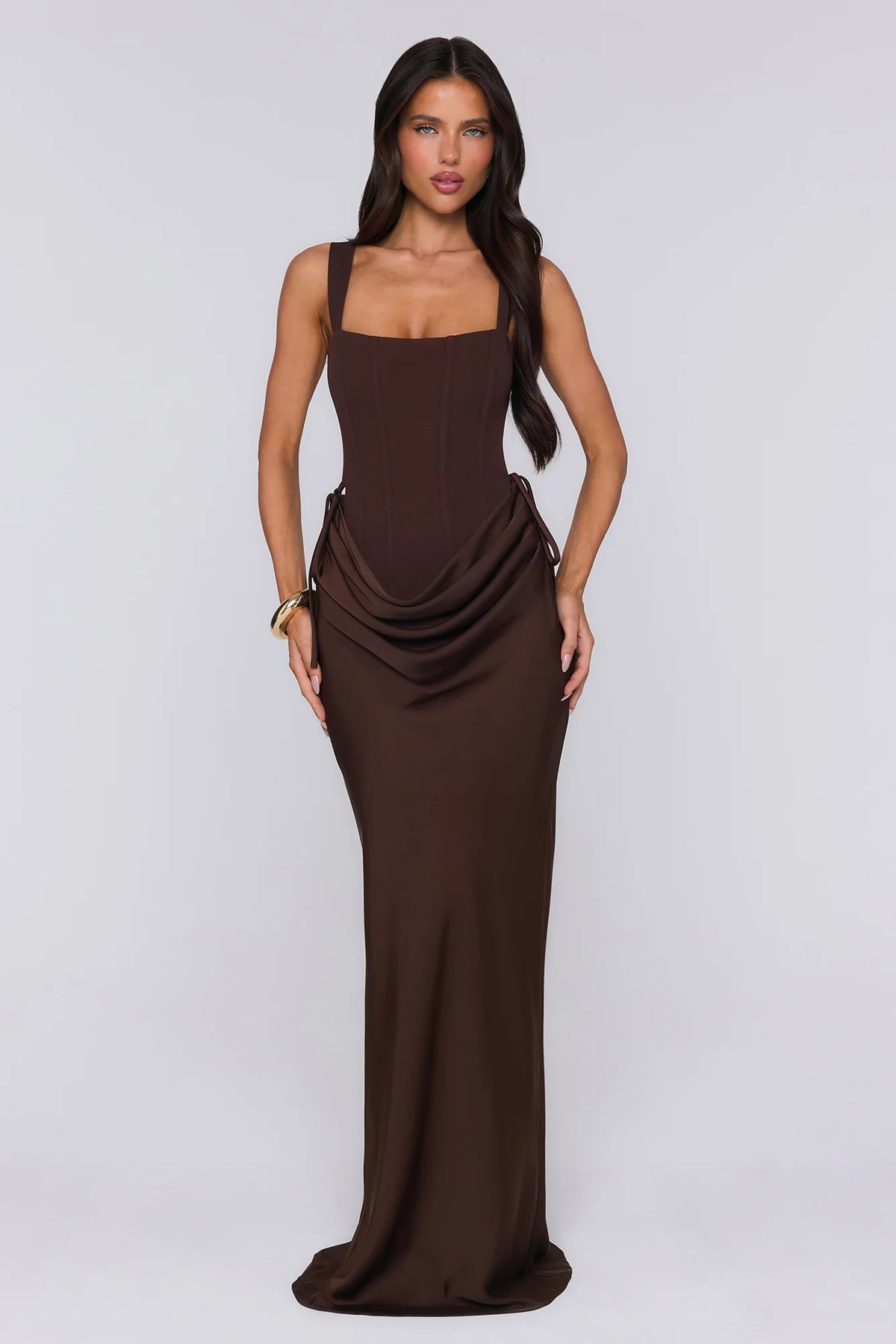 Evening Spark Satin Maxi Skirt Black