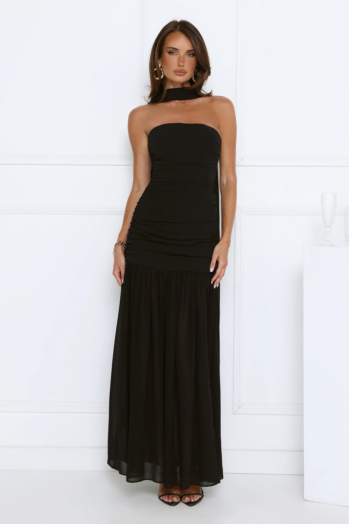 Soirée Glow Strapless Maxi Dress Pink